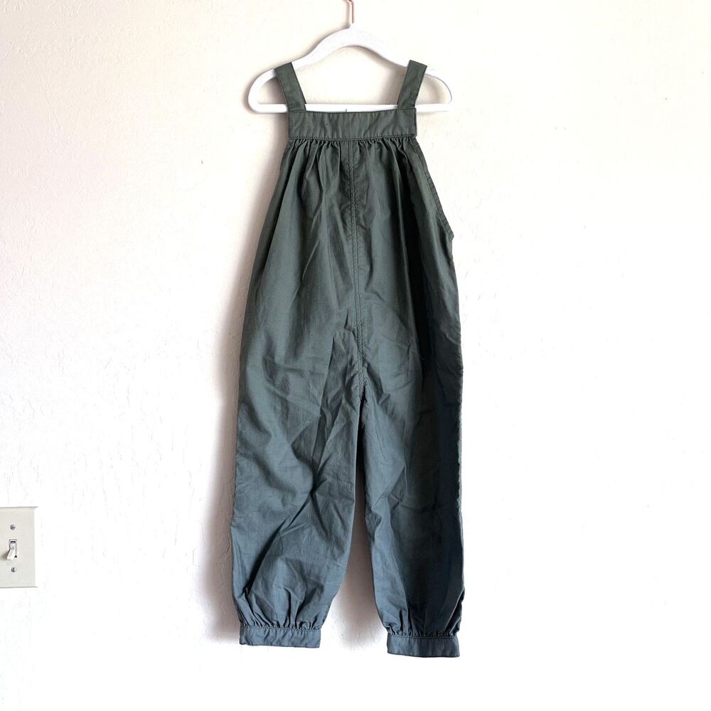 Tea Collection Girls Size 3 Olive Green Utility Overalls Jumpsuit Pockets
